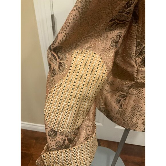 Etro Tan Floral & Paisley Jacquard Blazer W/ Notch Collar, Size 12 (US) 46 (IT) - Picture 8 of 10